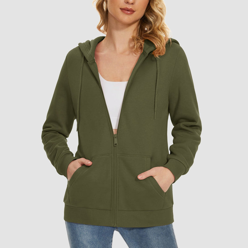 Women's Fleece Jacket - Full Zip, Hood & Pockets 10