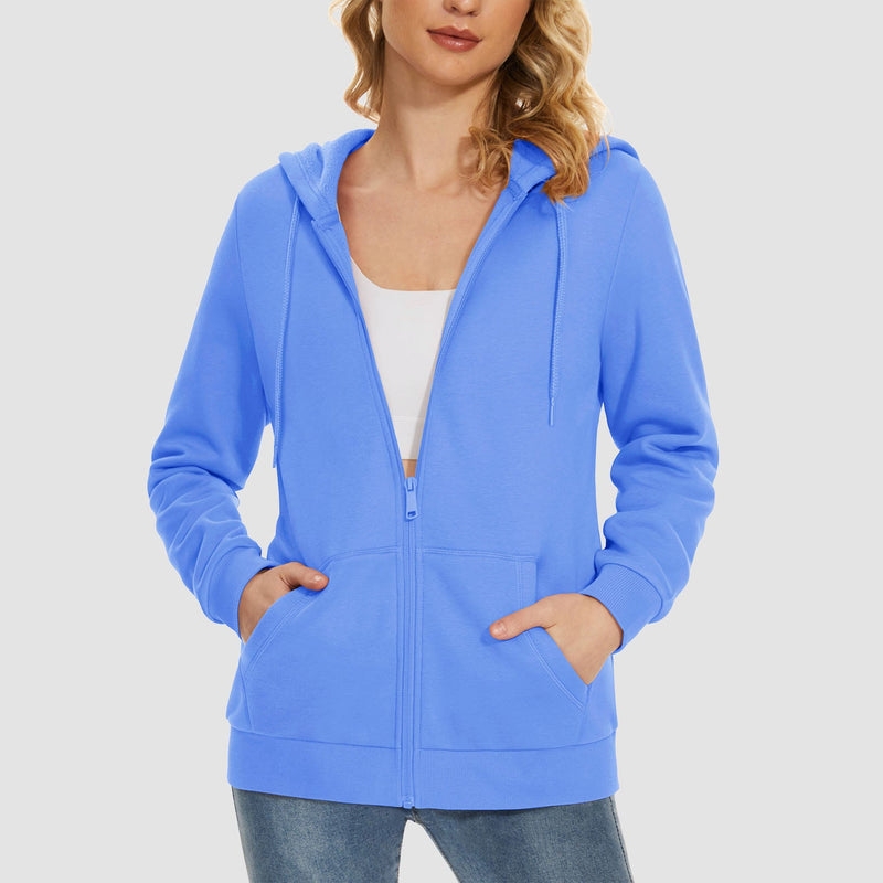 Women's Fleece Jacket - Full Zip, Hood & Pockets 14