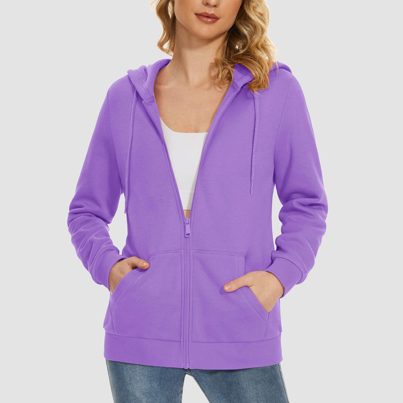 Women's Fleece Jacket - Full Zip, Hood & Pockets 19