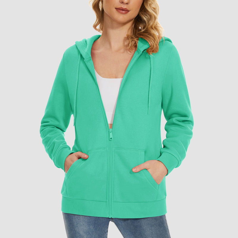 Women's Fleece Jacket - Full Zip, Hood & Pockets 1