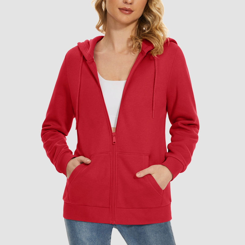 Women's Fleece Jacket - Full Zip, Hood & Pockets 7