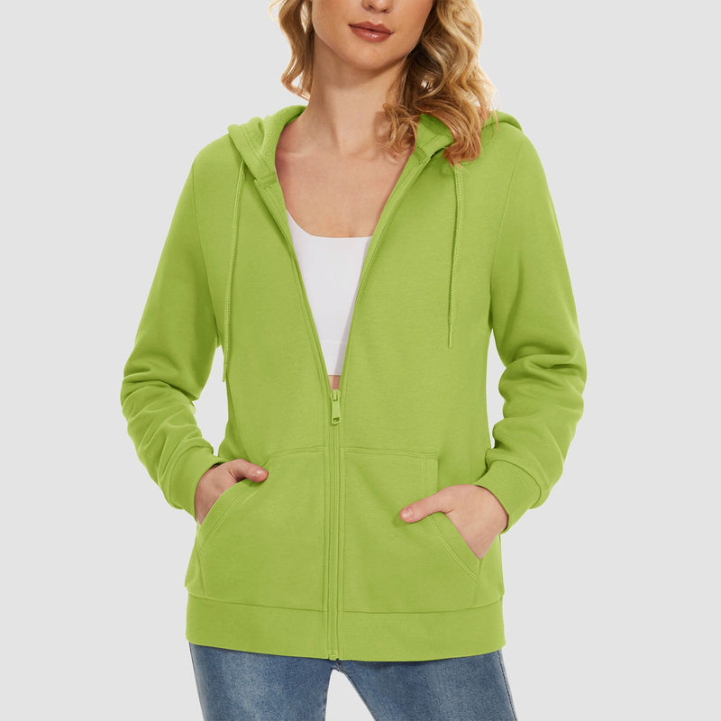 Women's Fleece Jacket - Full Zip, Hood & Pockets 8