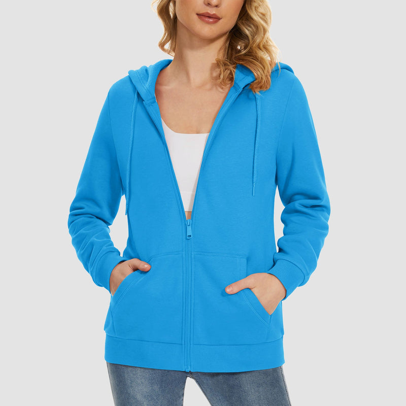 Women's Fleece Jacket - Full Zip, Hood & Pockets 9