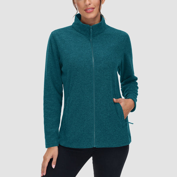 Women's Full Zip Fleece Jacket - Zip Pockets, Warm 0