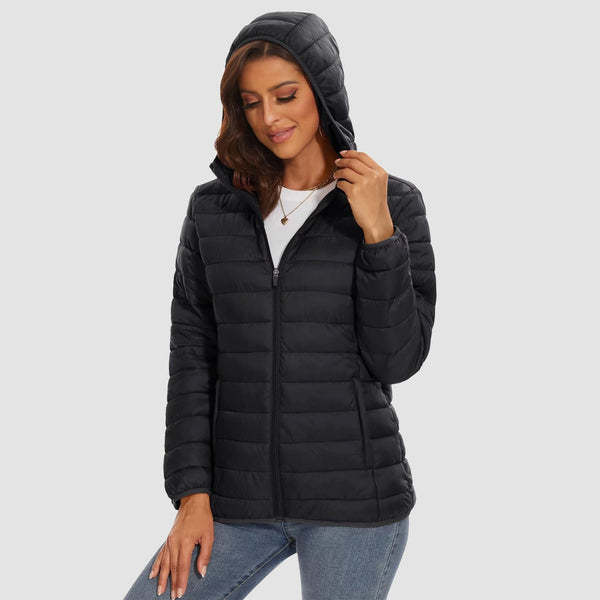 Women's Hooded Lightweight Puffer Jacket Full Zip Winter Coat 0