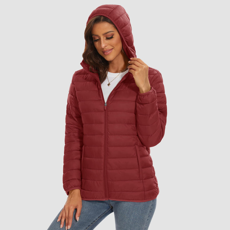Women's Hooded Lightweight Puffer Jacket Full Zip Winter Coat 13