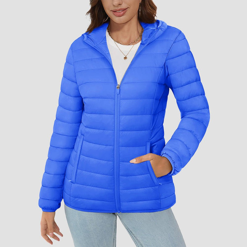 Women's Hooded Lightweight Puffer Jacket Full Zip Winter Coat 15