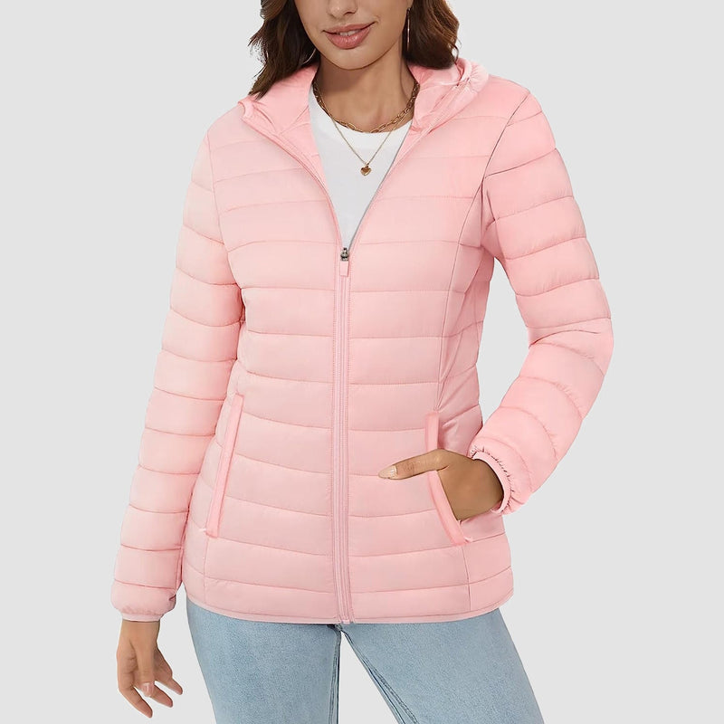 Women's Hooded Lightweight Puffer Jacket Full Zip Winter Coat 16