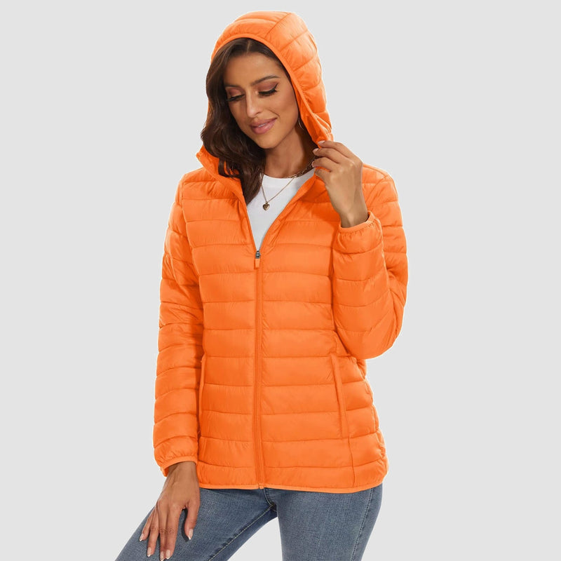 Women's Hooded Lightweight Puffer Jacket Full Zip Winter Coat 17
