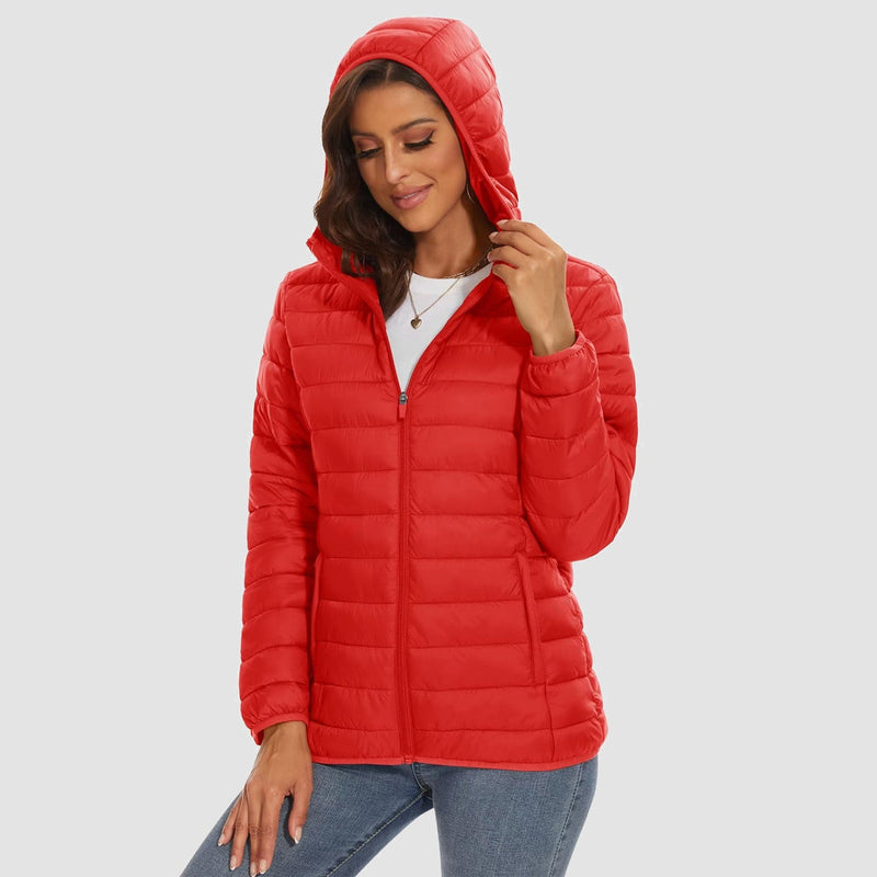 Women's Hooded Lightweight Puffer Jacket Full Zip Winter Coat 20