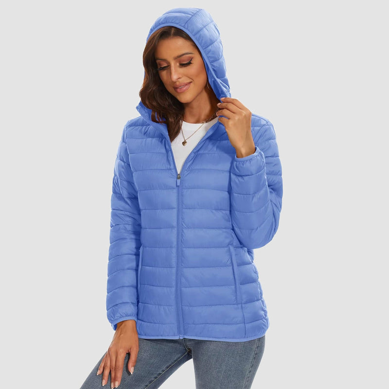 Women's Hooded Lightweight Puffer Jacket Full Zip Winter Coat 4