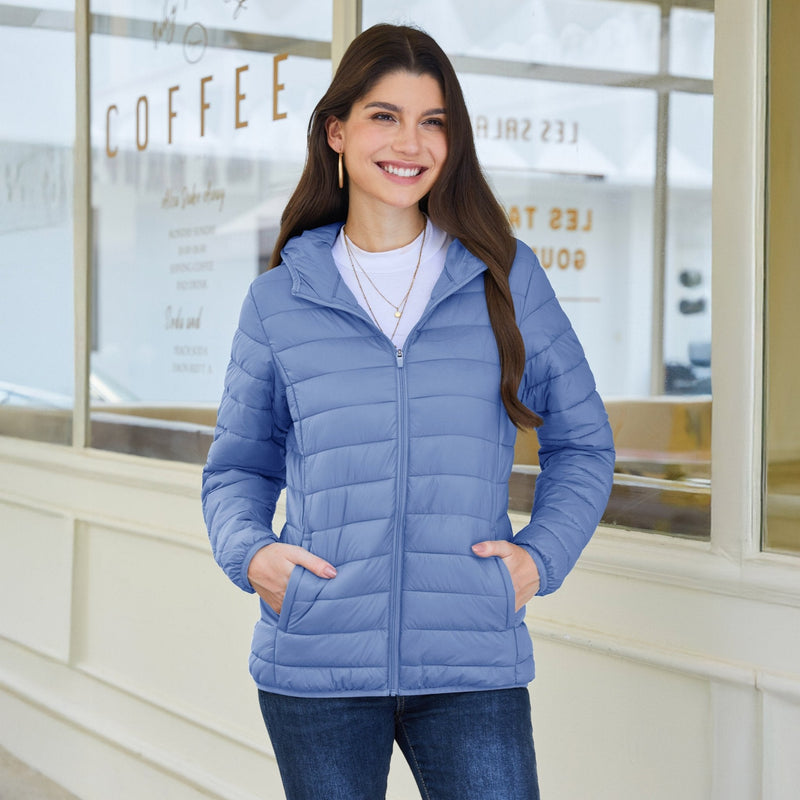 Women's Hooded Lightweight Puffer Jacket Full Zip Winter Coat 5