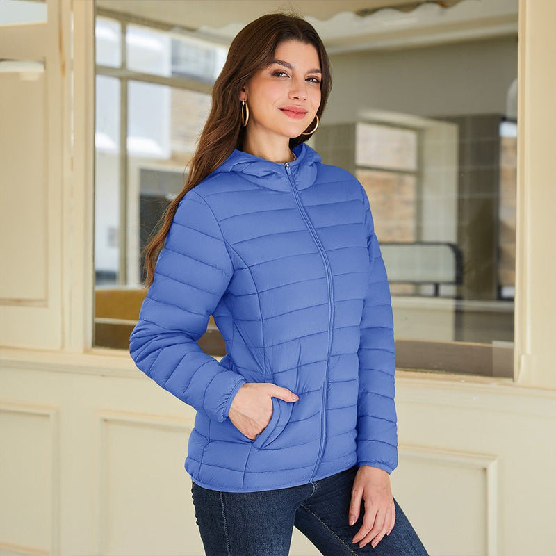 Women's Hooded Lightweight Puffer Jacket Full Zip Winter Coat 7