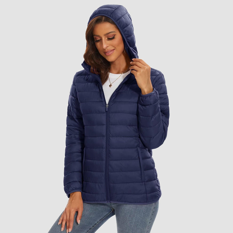 Women's Hooded Lightweight Puffer Jacket Full Zip Winter Coat 8