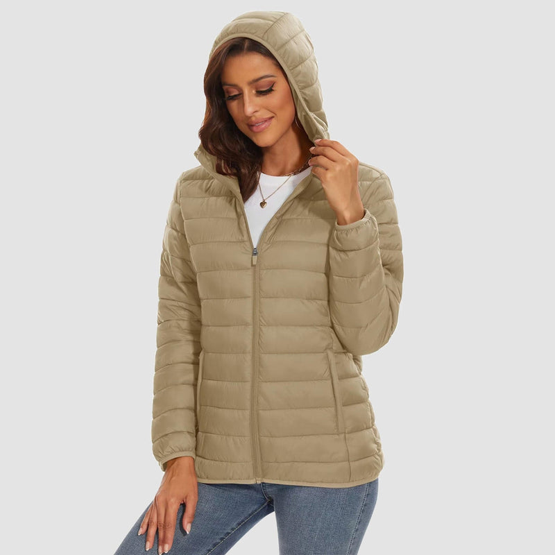 Women's Hooded Lightweight Puffer Jacket Full Zip Winter Coat 9