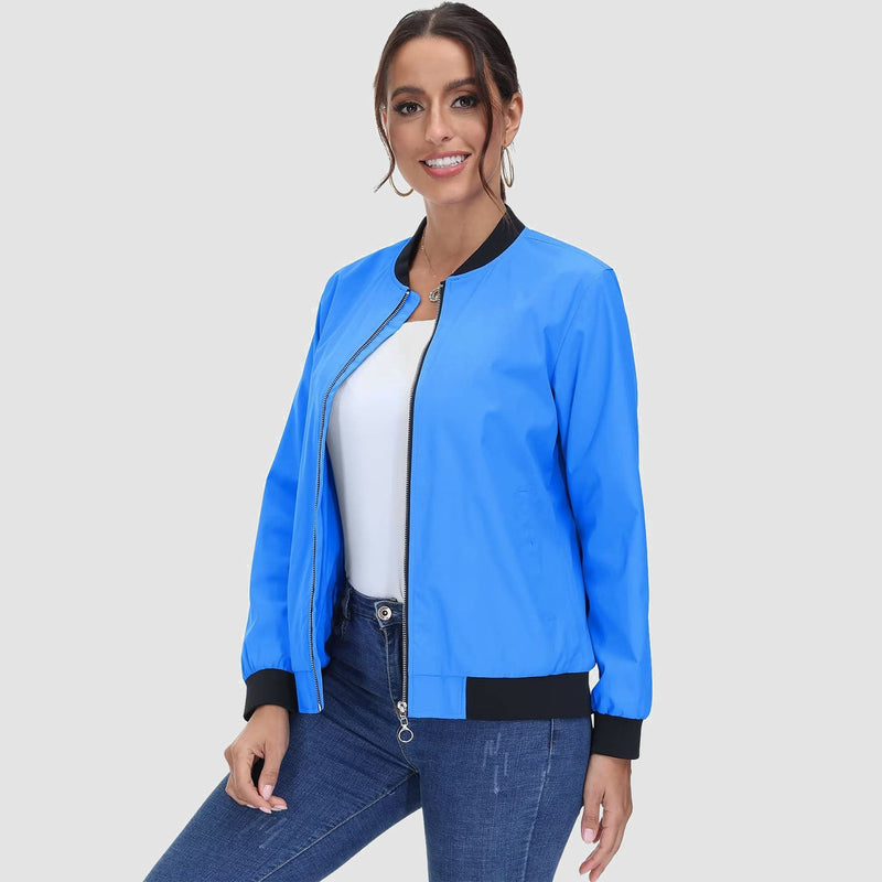 Women's Lightweight Bomber Jacket - Zip Front & Casual 11
