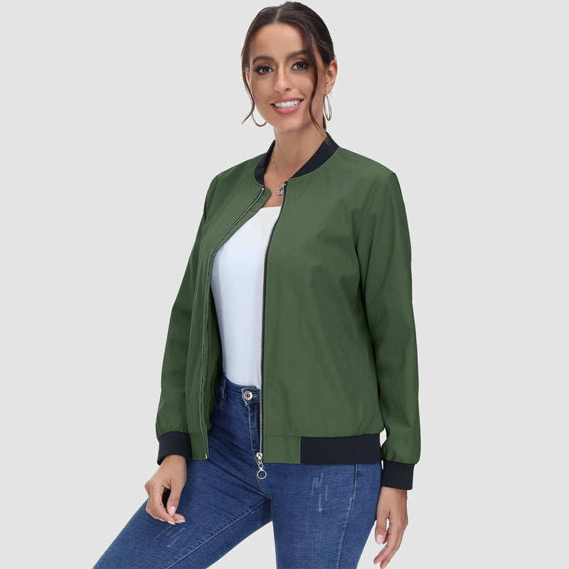 Women's Lightweight Bomber Jacket - Zip Front & Casual 12