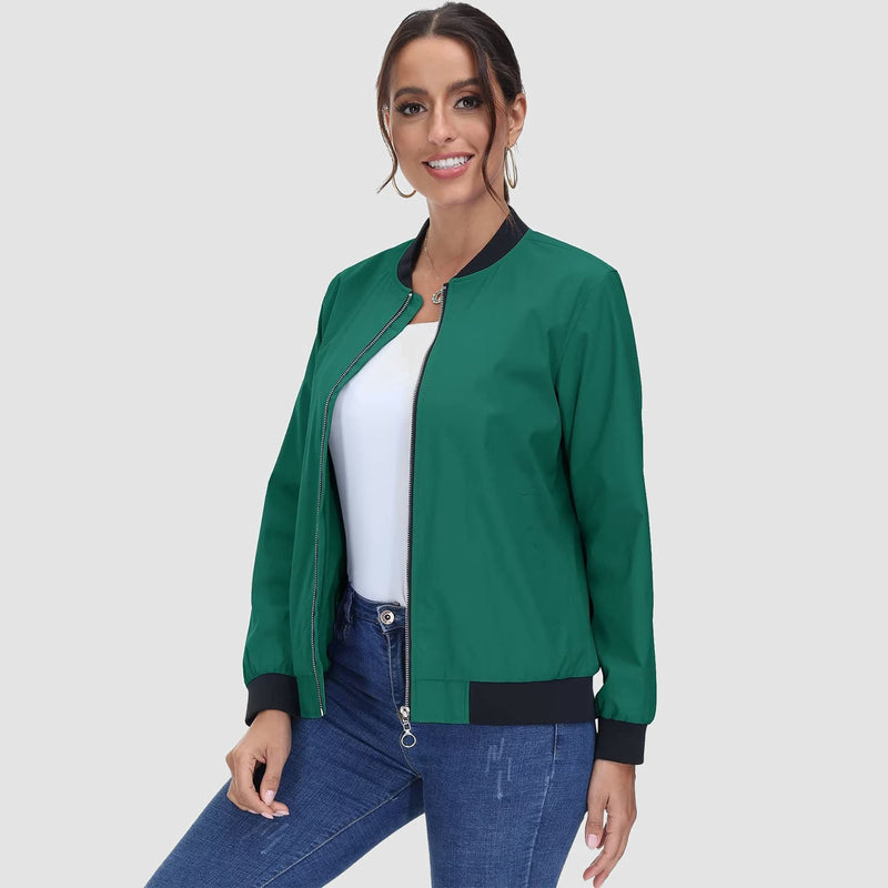 Women's Lightweight Bomber Jacket - Zip Front & Casual 13