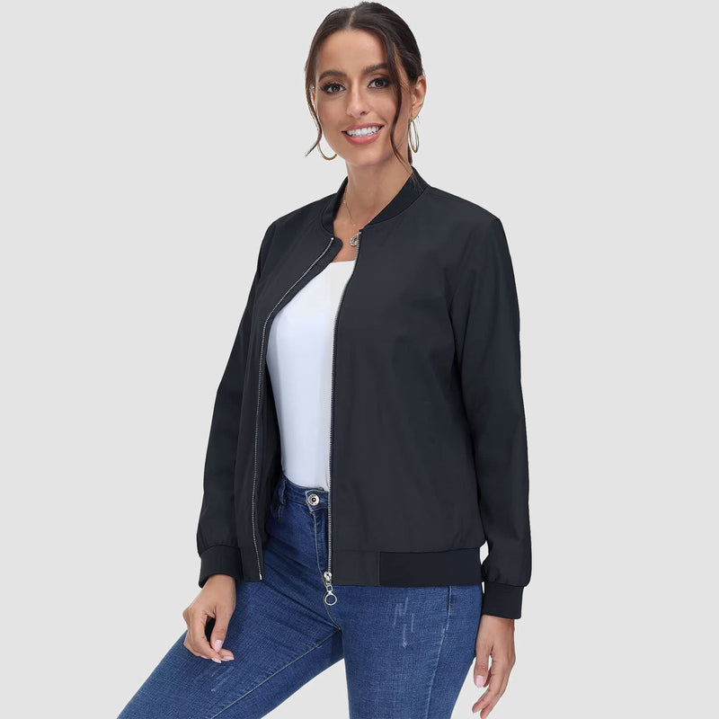 Women's Lightweight Bomber Jacket - Zip Front & Casual 14
