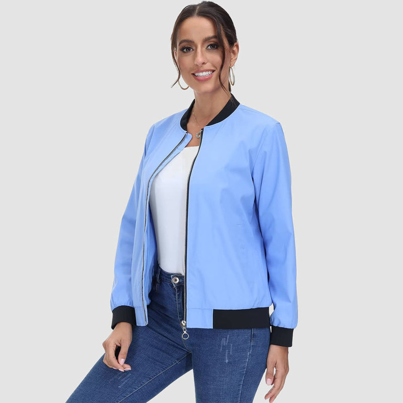 Women's Lightweight Bomber Jacket - Zip Front & Casual 15