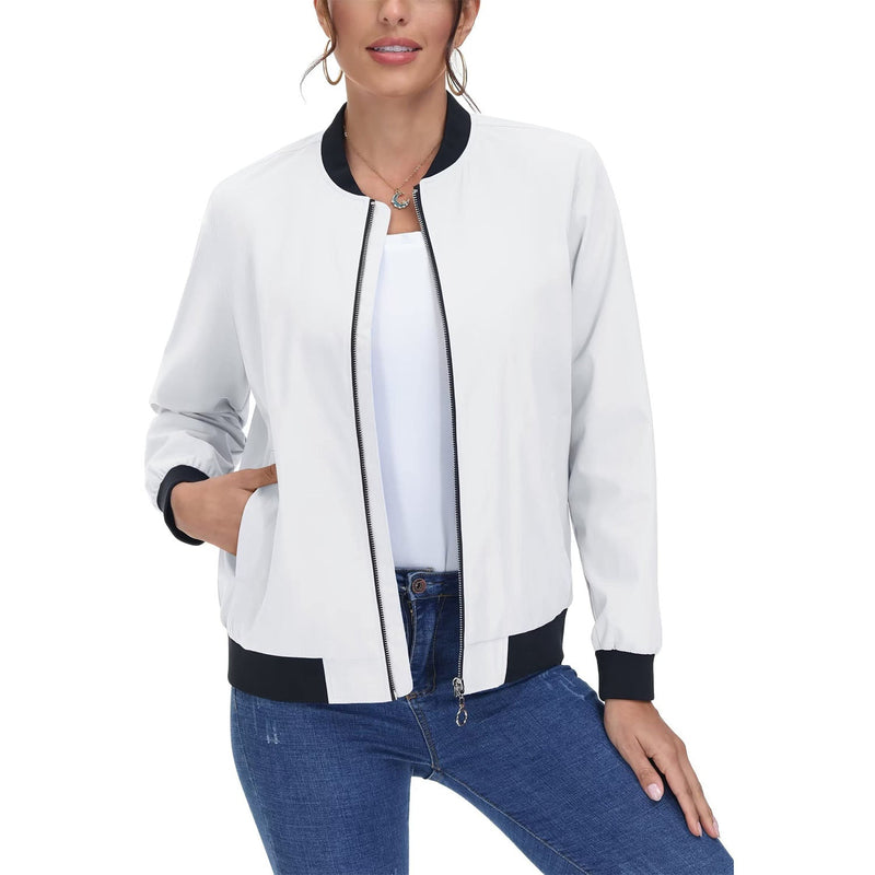 Women's Lightweight Bomber Jacket - Zip Front & Casual 3