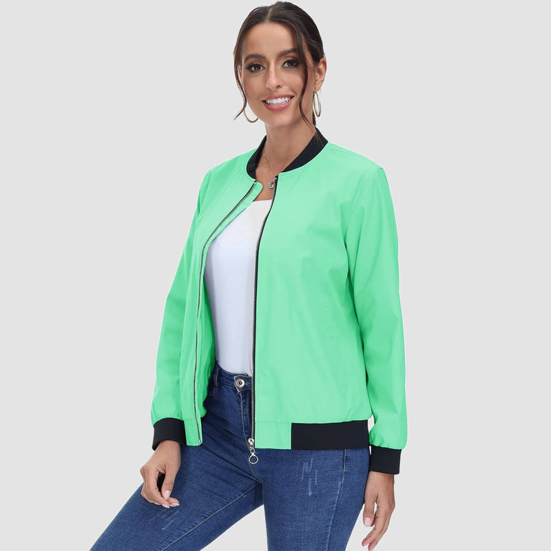 Women's Lightweight Bomber Jacket - Zip Front & Casual 4
