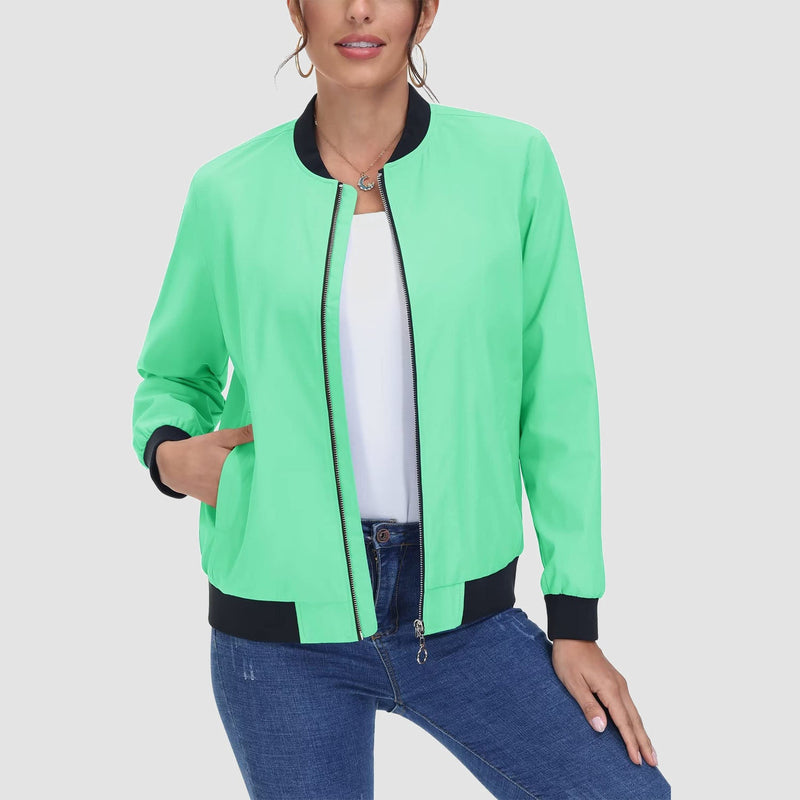 Women's Lightweight Bomber Jacket - Zip Front & Casual 5