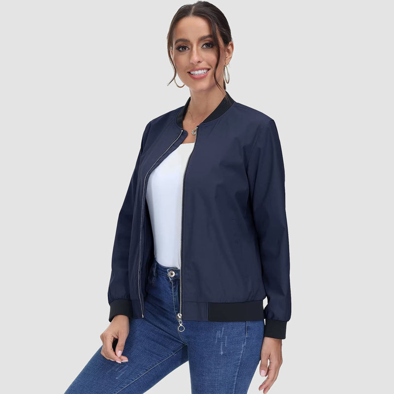 Women's Lightweight Bomber Jacket - Zip Front & Casual 6