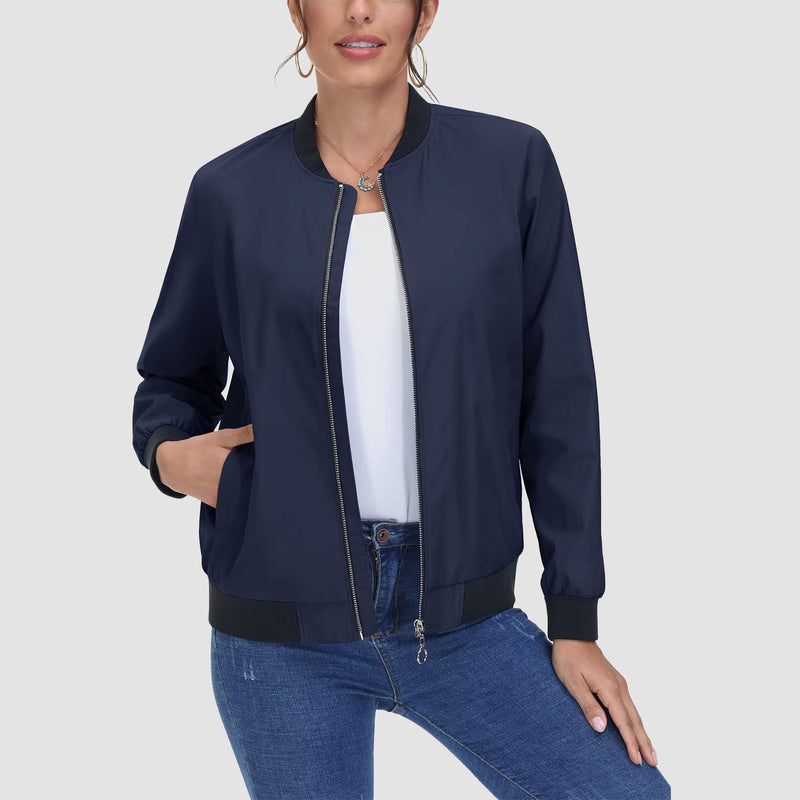 Women's Lightweight Bomber Jacket - Zip Front & Casual 7