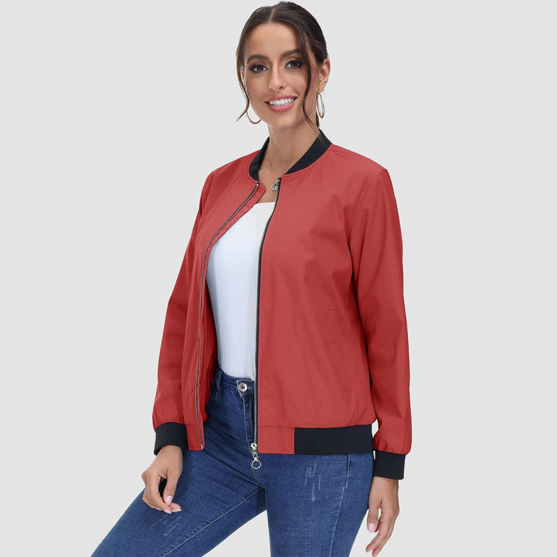 Women's Lightweight Bomber Jacket - Zip Front & Casual 8