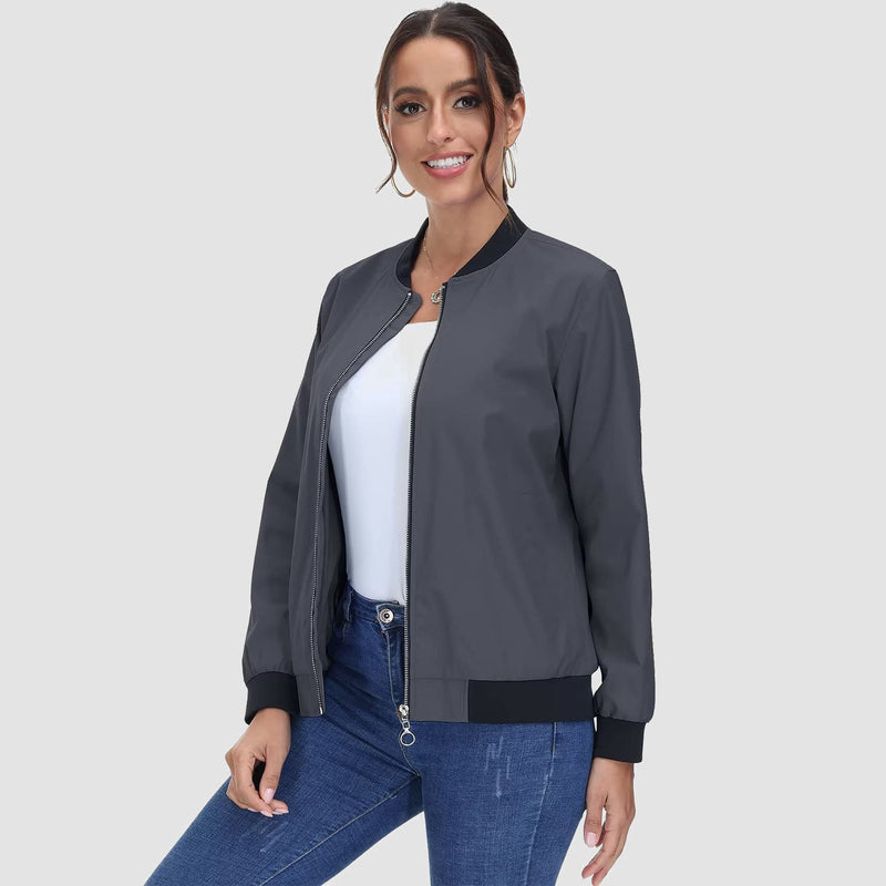 Women's Lightweight Bomber Jacket - Zip Front & Casual 9