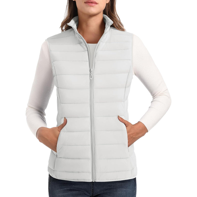 Women's Lightweight Puffer Vest with 4 Pockets & Stand Collar 15