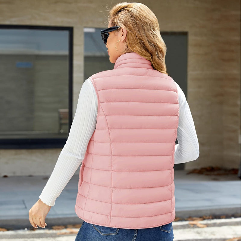 Women's Lightweight Puffer Vest with 4 Pockets & Stand Collar 3