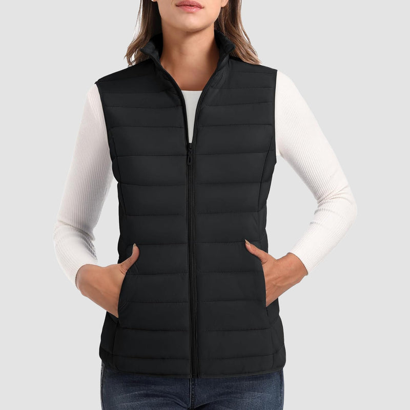 Women's Lightweight Puffer Vest with 4 Pockets & Stand Collar 4
