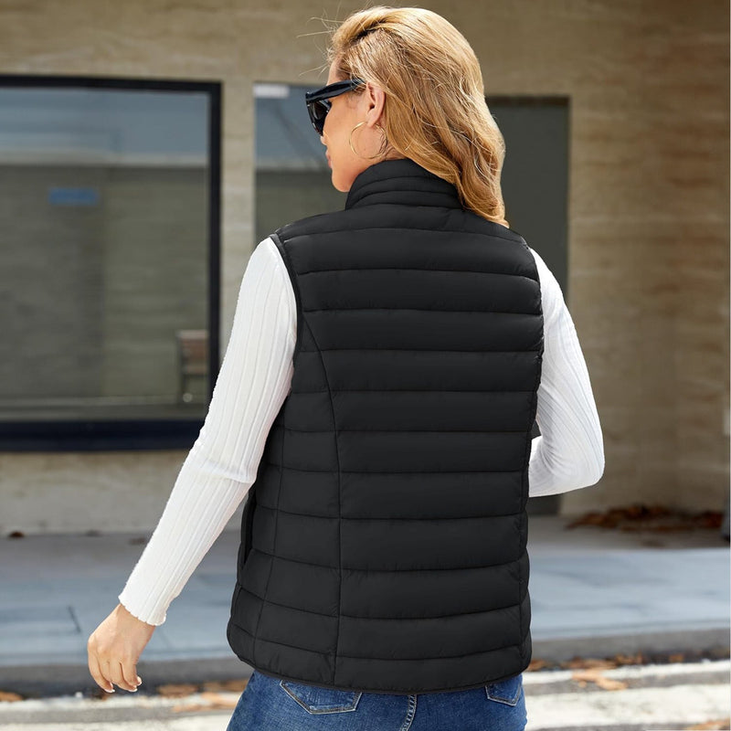 Women's Lightweight Puffer Vest with 4 Pockets & Stand Collar 7