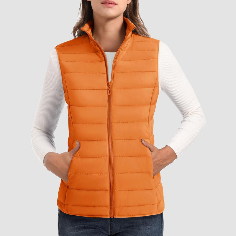 Women's Lightweight Puffer Vest with 4 Pockets & Stand Collar 9