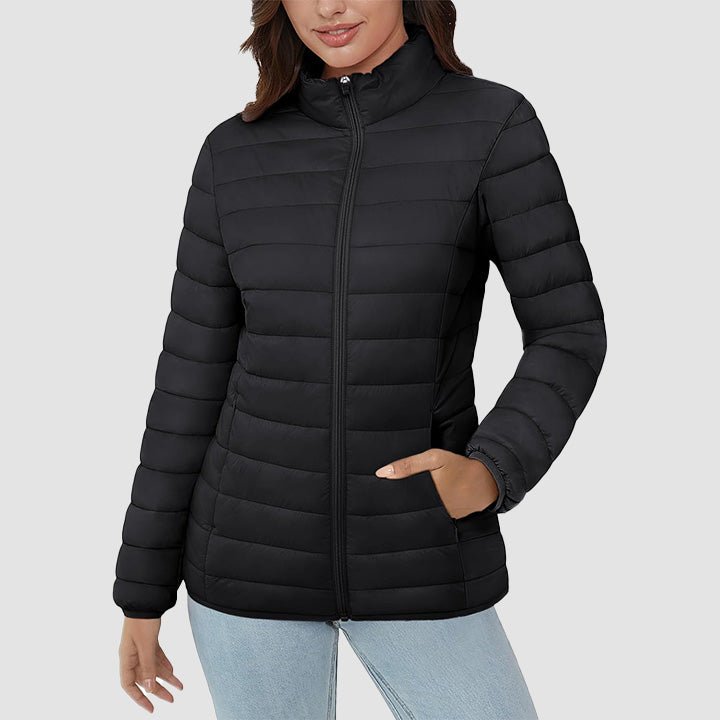Women's Lightweight Quilted Puffer Jacket Full Zip Winter Coat 6