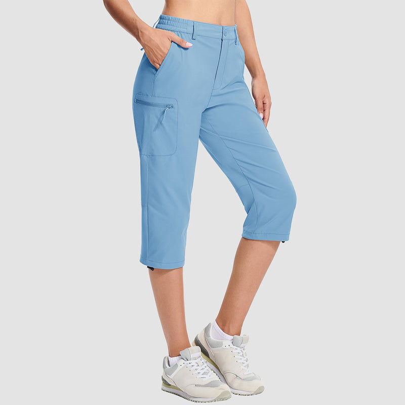 Women's Lightweight Water-Resistant Hiking Capris with 5 Pockets 0