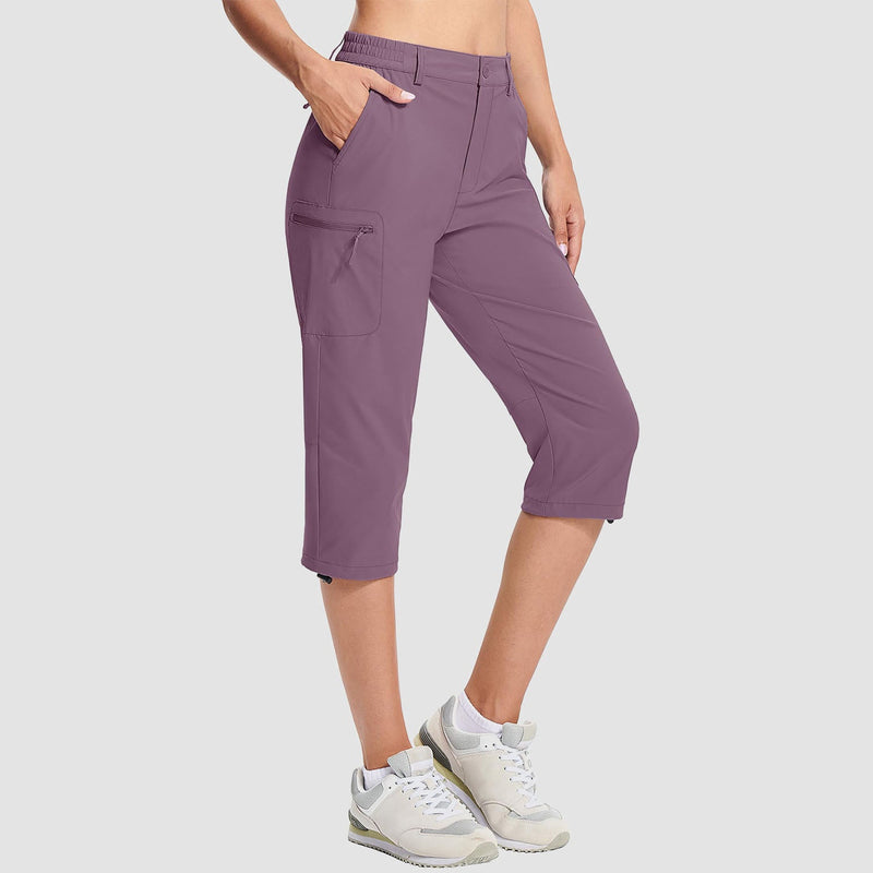 Women's Lightweight Water-Resistant Hiking Capris with 5 Pockets 13