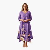 Women's A-Line Dress – Long Sleeve, Side Pockets & Round Neck