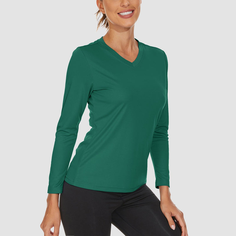 Women's Long Sleeve UPF 50+ V-Neck Hiking & Workout Shirt 10