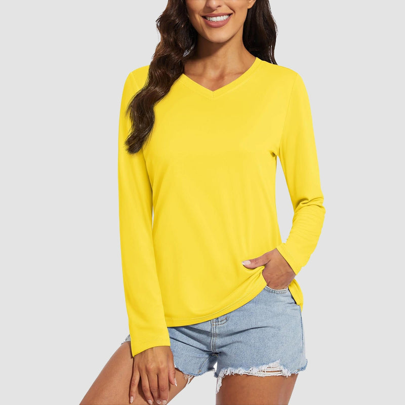 Women's Long Sleeve UPF 50+ V-Neck Hiking & Workout Shirt 12