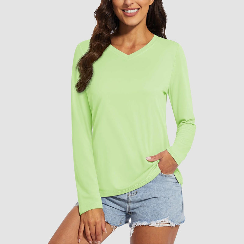 Women's Long Sleeve UPF 50+ V-Neck Hiking & Workout Shirt 16
