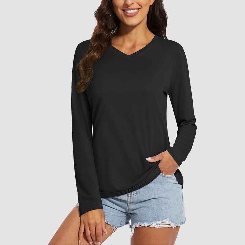 Women's Long Sleeve UPF 50+ V-Neck Hiking & Workout Shirt 18