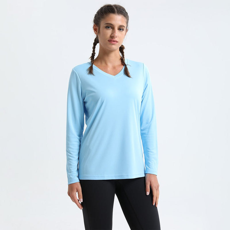 Women's Long Sleeve UPF 50+ V-Neck Hiking & Workout Shirt 2