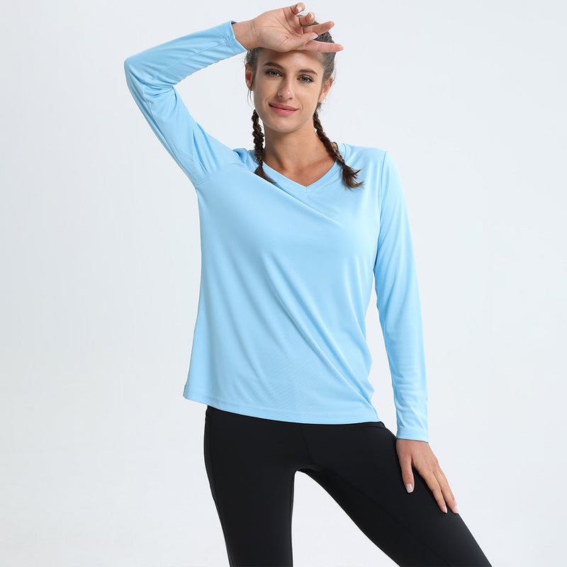 Women's Long Sleeve UPF 50+ V-Neck Hiking & Workout Shirt 3