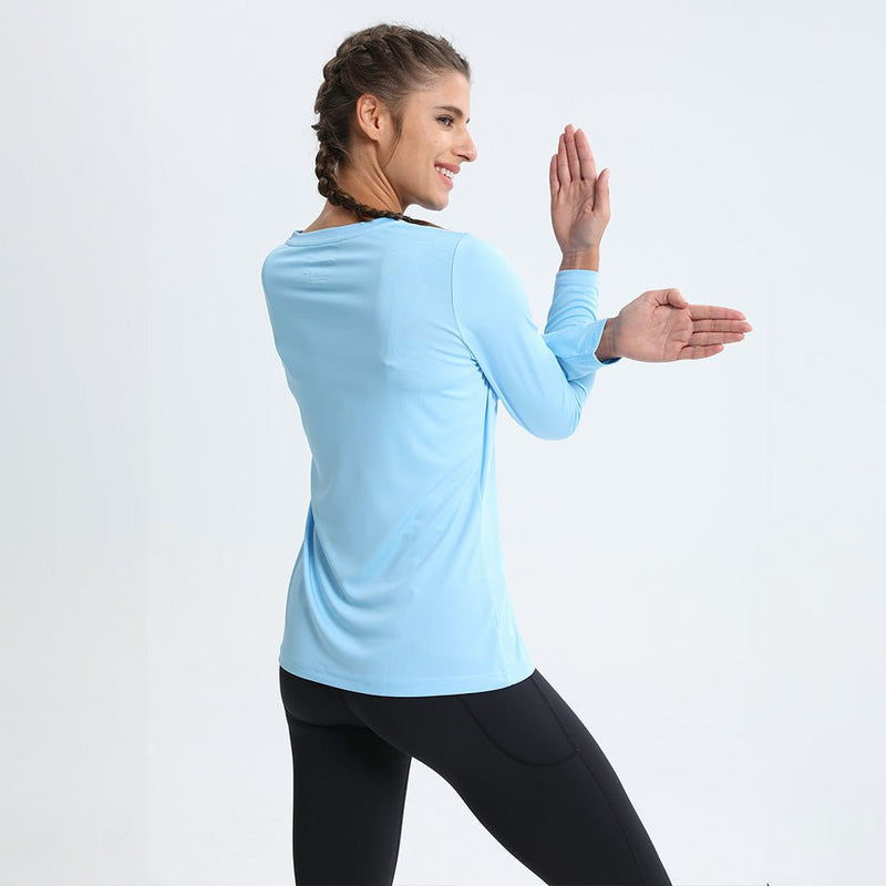 Women's Long Sleeve UPF 50+ V-Neck Hiking & Workout Shirt 4