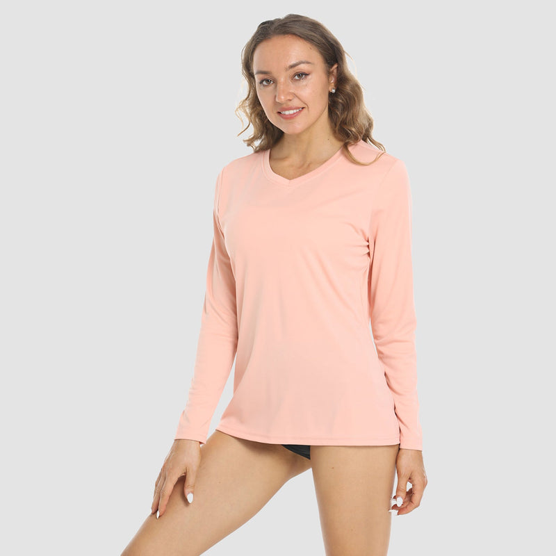 Women's Long Sleeve UPF 50+ V-Neck Hiking & Workout Shirt 5