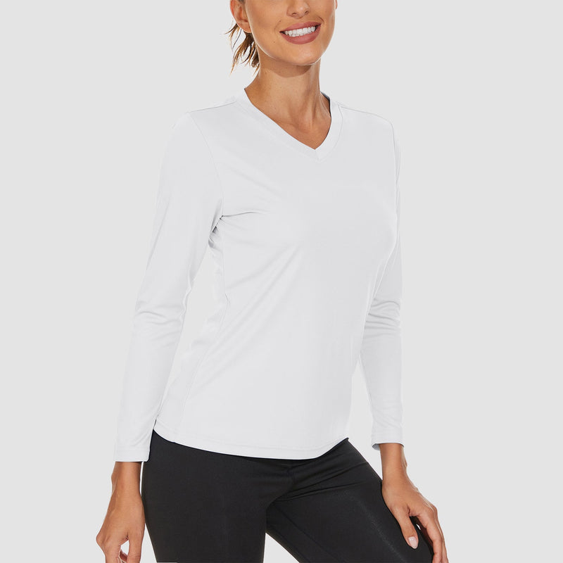 Women's Long Sleeve UPF 50+ V-Neck Hiking & Workout Shirt 7