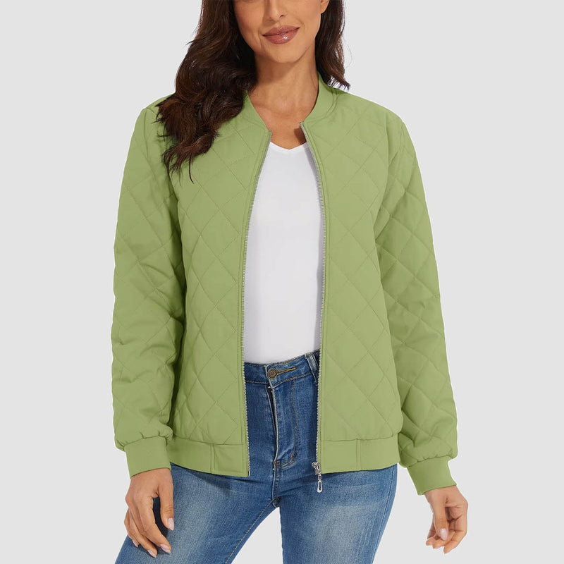 Women's Quilted Bomber Jacket with 2 Zip Pockets 5